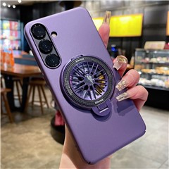 VOERO For Samsung Galaxy S24+ Ring Kickstand Case Rotating Gyro Hard PC Cover - Purple