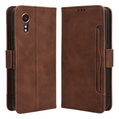 For Samsung Galaxy Xcover7 Case Wallet Leather Phone Cover with Multiple Card Slots - Brown