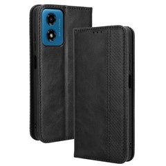 For Motorola Moto G04 4G / G04s 4G / G24 4G / G24 Power / E14 4G Leather Case Retro Wallet Flip Phone Cover - Black