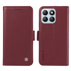 YIKATU YK-003 For Honor X8b 4G Phone Case Side Magnetic Clasp Wallet Cover - Wine Red