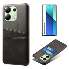 For Xiaomi Redmi Note 13 4G Phone Case Anti-Scratch Shockproof Cover with Card Holder - Black