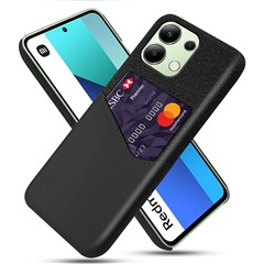 For Xiaomi Redmi Note 13 4G Phone Case PU Leather+PC Cover with Card Holder Slot - Black