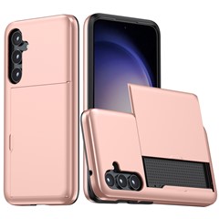 For Samsung Galaxy A55 5G Phone Case TPU + PC Cover with Slide Card Holder - Rose Gold