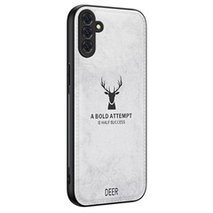 For Samsung Galaxy A55 5G Phone Case Leather+PC+TPU Cover Deer Pattern - Grey