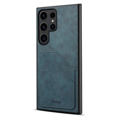 DENIOR For Samsung Galaxy S24 Ultra Case Retro Style 2 Card Holders Phone Back Cover - Blue
