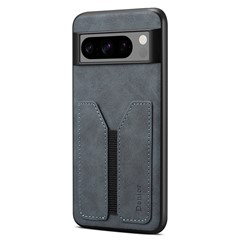 DENIOR For Google Pixel 8 Pro Case PU Leather Phone Back Cover with Elastic Card Holder - Dark Grey