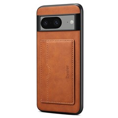 DENIOR For Google Pixel 8 Case Retro Leather+TPU+PC Card Holder Phone Cover - Brown