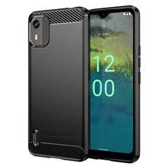 For Nokia C12 Pro / C12 Plus Cover Dustproof TPU Brushed Phone Case - Black