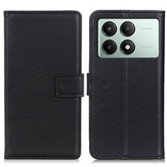 For Xiaomi Redmi K70E 5G / Poco X6 Pro 5G Case Leather Wallet Phone Cover with Magnetic Clasp - Black