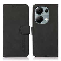 KHAZNEH For Xiaomi Redmi Note 13 Pro 4G / Poco M6 Pro 4G Case PU Leather Wallet Folio Phone Cover - Black