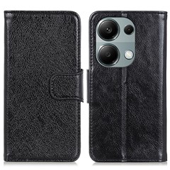 For Xiaomi Redmi Note 13 Pro 4G / Poco M6 Pro 4G Case Split Leather Wallet Card Holder Stand Phone Cover - Black