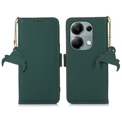 For Xiaomi Redmi Note 13 Pro 4G / Poco M6 Pro 4G Case Wallet Genuine Cow Leather Phone Cover - Green
