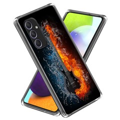 For Samsung Galaxy A54 5G Phone Case Pattern Soft TPU Anti-Scratch Shockproof Cover - Ice and Fire Guitar