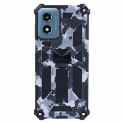 For Motorola Moto G Play (2024) 4G Cell Phone Case Camouflage Pattern Kickstand Cover - Black