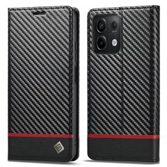 LC.IMEEKE For Xiaomi Redmi Note 13 Pro 5G / Poco X6 5G Leather Case Carbon Fiber Texture Wallet Stand Cover - Horizontal Stripe
