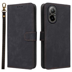 For Realme C67 4G / 12 Lite 4G Case Wallet Stand RFID Blocking PU Leather Phone Cover - Black