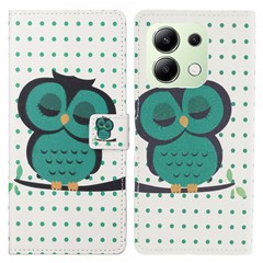 For Xiaomi Redmi Note 13 4G Case Wallet PU Leather Pattern Printing Phone Cover - Dots / Owl