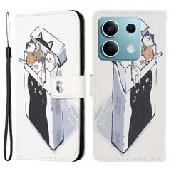 For Xiaomi Redmi Note 13 4G Phone Case Leather 3D Pattern Magnetic Folio Cover - Cats