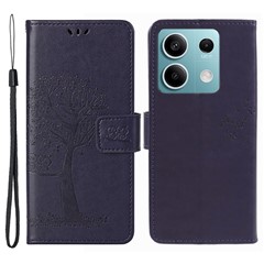 For Xiaomi Redmi Note 13 Pro 5G / Poco X6 5G Cell Phone Case Imprinted Anti-fall Leather Wallet Cover - Dark Purple