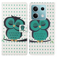 For Xiaomi Redmi Note 13 Pro 5G / Poco X6 5G Case Pattern Printing Folio PU Leather Phone Cover - Dots / Owl