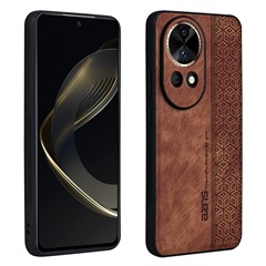 AZNS For Huawei nova 12 Pro 5G Cell Phone Case Anti-scratch PU Leather Coated TPU Back Cover - Brown