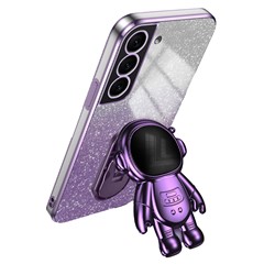 Kickstand Phone Cover for Samsung Galaxy S21+ 5G Case PC+TPU Anti-scratch Phone Cover - Purple