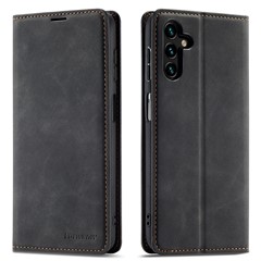FORWENW Fantasy Series for Samsung Galaxy S24+ Case Skin-touch Stand Phone Cover - Black