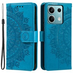 For Xiaomi Redmi Note 13 5G Leather Case Mandala Flower Cover Magnetic Clasp - Blue