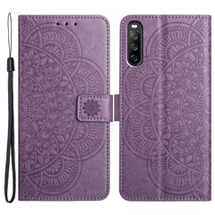 For Sony Xperia 10 V Case Magnetic Closure Handbag Leather Phone Cover - Purple