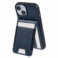 SUTENI H03 For iPhone 15 Case PU Leather Waxy Texture Card Slots Back Cover - Blue