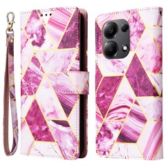 For Xiaomi Redmi Note 13 Pro 4G / Poco M6 Pro 4G Leather Flip Cover Marble Pattern Stand Wallet Phone Case - Purple
