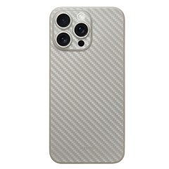 KZDOO For iPhone 15 Pro Max Carbon Fiber Texture Back Case PP Cell Phone Cover - Titanium Grey