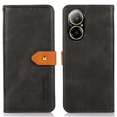 KHAZNEH For Realme C67 4G Case PU Leather Card Holders Stand Phone Cover - Black