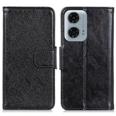 For Motorola Moto E14 4G / G04 4G / G04s 4G / G24 4G Case Wallet with Card Holder Split Leather Phone Cover - Black