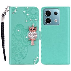For Xiaomi Redmi Note 13 Pro 4G / Poco M6 Pro 4G Case Rhinestone Wallet Stand Leather Cover - Cyan