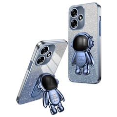 For Infinix Hot 30 Case Phone Back Cover Cartoon Kickstand Glitter Powder Cell Phone Cases - Blue