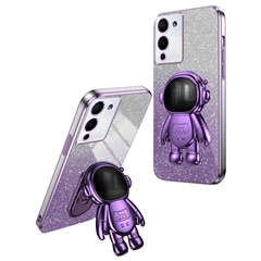 For Infinix Note 12 G96 4G Kickstand PC+TPU Case Electroplating Anti-Fall Phone Shell - Purple