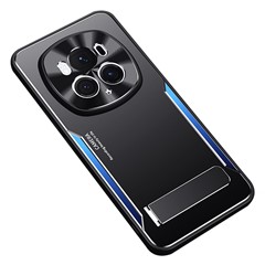 For Honor Magic6 5G Kickstand Case TPU Frame Aluminum Alloy Back Cover - Blue