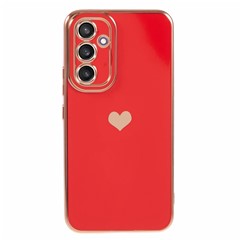 For Samsung Galaxy A54 5G Protective Case 6D Electroplating Love Heart TPU Phone Cover - Red