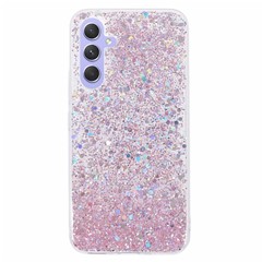 For Samsung Galaxy A55 5G TPU Case Bump Proof Glittery Powder Phone Cover - Pink