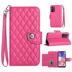 For Samsung Galaxy A33 5G Leather Case Phone Stand Cover with 7 Card Slots and Hand Strap - Rose