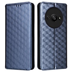 For Xiaomi Redmi A3 4G / Poco C61 4G Case Wallet PU Leather Phone Cover Rhombus Imprinted - Blue