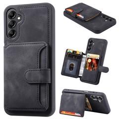 For Samsung Galaxy A55 5G Case Leather+TPU Phone Cover with RFID Blocking Wallet - Black