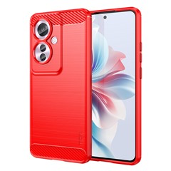 MOFI JK TPU Series-1 For Oppo Reno11 F 5G / F25 Pro 5G Case Brushed TPU Carbon Fiber Design Phone Cover - Red
