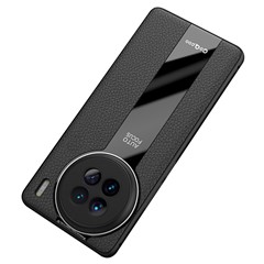 Q.COO For vivo X90 5G Cell Phone Case Drop-proof PU Leather+TPU+Acrylic Shell - Black