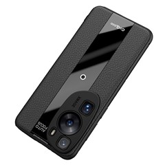 Q.COO For Huawei P60 Art Case Leather+TPU+Acrylic Lightweight Smartphone Shell - Black