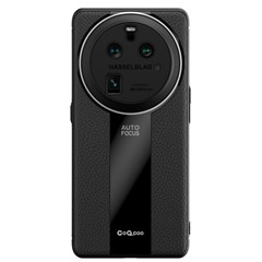 Q.COO For Oppo Find X6 Pro Case Fall Protection PU Leather+TPU+Acrylic Protective Back Cover - Black