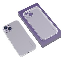 Q.COO Ice Mist Series for iPhone 14 Case Anti-scratch PU Phone Cover with Matte Finish - White