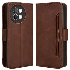 For vivo S18e 5G Case with Multiple Card Slots PU Leather Folio Phone Cover - Brown