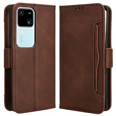 For vivo S18 5G / S18 Pro 5G / V30 5G / V30 Pro 5G Case PU Leather Stand Multiple Card Slots Phone Cover - Brown